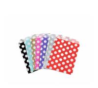 Pack of 100 Assorted Coloured Polka Dot Candy paper bags is perfect for Wedding Cake Gift Shops, Kids Parties, Popcorn, Sweet and Biscuit (Mixed Polka Dot, 100 Bags)