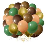 Pack of 100 Balloons Green Brown 12 Inch Green Gold Balloons, Metallic Gold Party Balloons Helium Balloons for Birthday Wedding Baby Shower Decoration Jungle Safari