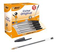 PACK OF 100 BLACK CRYSTAL BIC PENS 0.1MM MEDIUM TIP