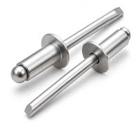 Pack of 100 Blind Rivets 304 Stainless Steel - Large Flange & Dome Head Pop Rivets for Metal, Wood, Plastic - Corrosion Resistant for Car, Boat & Furniture