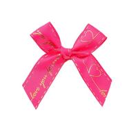 Pack of 100 Bow Hair Accessories with Gold Embossing Heart Lettering, 9 cm Grosgrain Ribbon Bow, Ready Bow, Decorative Bow for Hair Gift Wrapping, Wedding, Birthday, DIY Crafts, Hair Accessories, Rose
