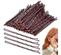 Pack of 100 Brown Hair Pins, Wave Shape Hair Clips for Girls, Invisible Wave Hair Grip Hair Clip