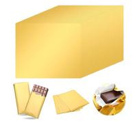 Pack of 100 Chocolate Packaging Foil Paper Wrappers, 19 x 16 cm Gold Foil Candy Paper for DIY Chocolate and Sweets, Wedding Parties, Birthday Parties