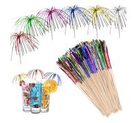 Pack of 100 Cocktail Fireworks Decoration, Fireworks Sticks Cocktail Accessories, Cocktail Fireworks Decoration Cocktail Party Decorations for Birthday Bars, Snacks, Party