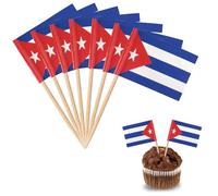 Pack of 100 Cocktail Stick Flags, Cuba Flag Toothpicks, Cocktail Stick Flags Toothpicks Cocktail Picks for Party Decoration Food Cake Fruit Sandwich Party Pub Decoration