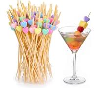 Pack of 100 Cocktail Sticks Bamboo Macaron Stars Finger Food Sticks for Party and Buffet Decorative Fruit Skewers for Appetizers Snacks and Cocktails Environmentally Friendly Wooden Skewers