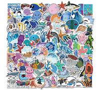 Pack of 100 Cute Ocean Stickers, Funny Sea Life Stickers for Water Bottles, Laptop, Skateboard, Luggage, Vinyl Waterproof Cool Sea Animal Decals for Teenagers, Girls, Children