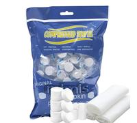 Pack of 100 Disposable Compressed Towels, Portable Mini Towels in Tablet Shape, Biodegradable, Absorbent & Space-saving, for Travel, Outdoor, Camping, Sports and Household