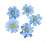 Pack of 100 Faux Daisy Flower Heads for DIY Floral Crafts and Hair Accessories, Silk Material Lightweight and for Various Projects (Blue)
