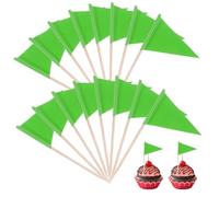 Pack of 100 Flags Toothpicks Cocktail Flag Picks Paper Flag Triangular Green Toothpick Flags Paper Flags for Cupcake Toppers Sticks Toothpick Party Pub Decoration Food Cupcakes