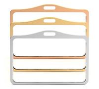 Pack of 100 Gold Aluminium Metal ID Card Badge Holders by LanyardsTomorrow Horizontal Landscape Open Faced Dual Identity Pass Protector Holds Two Cards 86mm 54mm cr80 Credit Card Sized