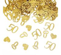 Pack of 100 Golden Wedding Decorations, Heart Gold Confetti Decoration, Table Decoration Gold Wedding with Rings and Heart Motifs, for Golden Wedding Decoration, 50th Anniversary Gold Wedding Party