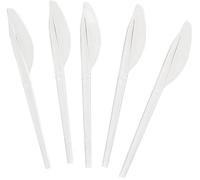 Pack of 100 Heavy Duty Clear Reusable and Washable Spoons, Knife, Folk Cutlery Tablespoon Basic Everyday Tableware Dinnerware, Perfect for Indoor Outdoor Parties and Restaurants
