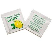 Pack of 100 Lemon Scented Wet Hand Wipes Individually Wrapped