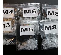 Pack of 100, M3, M4, M5, M6, M8 - Transparent Clear Plastic Acrylic Nuts & Bolts -Acrylic Plastic Screws, M3, M4, M5, M6, M8, Washers