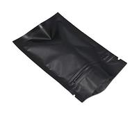 Pack of 100 Matte Aluminium Foil Packaging Bag Zip Self Seal Flat Bag Food Storage Odour-Proof Mylar Bag, Matt Black, 7 x 10 cm