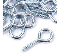 Pack of 100 Metal 40mm Screw Eyes - Heavy Duty Loop/Vine/Hoop/Frame Eye Hooks