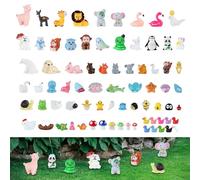 Pack of 100 Mini Animal Figures Resin Toy Set Ornaments Duck Lion Elephant Elk Dinosaur Miniature Figures Landscape Aquarium Gift Birthday Cake Decoration for Boys Girls Party Bags