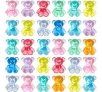 Pack of 100 Mini Bears Resin Animals Colourful Miniature Figures Tiny Counting Bears to Hide Small Bear for DIY Micro Landscape Scenes Garden Home Decoration Bonsai Fish Tank Aquariums Random Colours