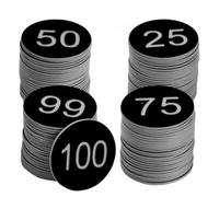 Pack of 100 Number Tags, Plastic Number Plates, Key Chains, Numbers, ABS Table Numbers without Hole, 1-100 Engraved Numbered ID Tags for Hotels, Animal House, Gym (Black)