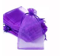 Pack of 100 Organza Bags for Filling, Organza Bags, Gift Bags, Drawstring Bags, Organza Bags for Festival, Party, Wedding, Candy Bags, Jewellery Bags, Lavender Gift Bags, 7 x 9 cm, Purple