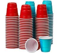 Pack of 100 Original Red & Blue Reusable Shots Mix | American Shots 4cl Beer Pong | Premium Quality Shooters | Reusable Plastic Cups | Dishwasher Safe | OriginalCup