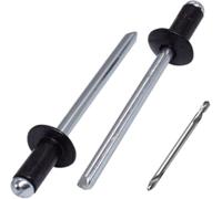 (Pack of 100) Painted Blind Rivets 1/8" x 5/16" (3.2 x 8 mm), Dome Head, DIN 7337, Aluminium Rivets and Steel Mandrel, Pop Rivets, Drill Bit Included, Jet Black RAL 9005
