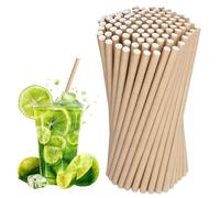 Pack of 100 Paper Kraft Straws, Brown Paper Straws, Diameter 6 mm x 20 cm, Disposable Drinking Straws, Cocktail Straws, Paper, for Birthday, Wedding Party, Catering and Occasions, Recycled (Brown)