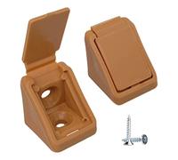 (Pack of 100 pcs) Light Brown Shelf Brackets 20 x 20 mm, Furniture Corner Joints, 90 Degree Plastic Corner Brace Joint, Right Angle, Screws Included (100, Light Brown)
