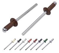 (Pack of 100 pcs) Painted Blind Rivets 3.2 x 8 mm, Dome Head, DIN 7337, Aluminum Rivet and Steel Mandrel, Pop Rivets (100, Sepia Brown RAL 8014)
