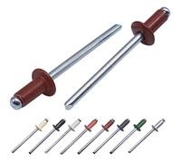 (Pack of 100 pcs) Painted Blind Rivets 4.0 x 8 mm, Dome Head, DIN 7337, Aluminum Rivet and Steel Mandrel, Pop Rivets (100, Oxide Red RAL 3009)