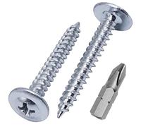(Pack of 100 pcs) Zinc Plated Steel 4.2 x 32 mm Wood Screws, Metal Screws, Phillips Modified Truss Head, Self Tapping (100, 4.2 x 32 mm)