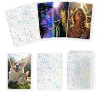 Pack of 100 Photocard Sleeves Kpop Holographic Star Pattern, 100 Micron Card Sleeves for Kpop Photo Cards, Glitter Protective Cases