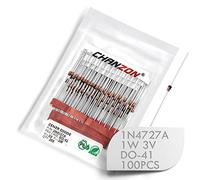 (Pack of 100 Pieces) Chanzon 1N4727A 1N4727 Power Zener Diode 1W 3V DO-41 (DO-204AL) Axial Diodes 1 Watt 3 Volt