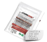 (Pack of 100 Pieces) Chanzon 1N4751A 1N4751 Power Zener Diode 1W 30V DO-41 (DO-204AL) Axial Diodes 1 Watt 30 Volt