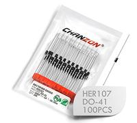 (Pack of 100 Pieces) Chanzon HER107 High Efficiency Rectifier Diode 1A 800V 50-70ns DO-41 (DO-204AL) Axial 1 Amp 800 Volt Electronic Diodes