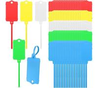 Pack of 100 Plastic Identification Labels, Waterproof Plastic Shipping Labels, Key Storage Markers, Reusable, 1.46" x 2.48"