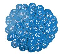 Pack of 100 Plastic Number Plates, Number Tags, Key Chains, Numbers, 1-100 Engraved Numbered ID Tags, ABS Table Numbers Without Hole for Hotels Gym Pet House (Azul)
