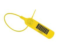 Pack of 100 Plastic Tamper-Evident Security Seals, Self-Locking Zip Ties with Batch Sequential Number & Barcode, Tamper-Proof Tags for Logistics, Luggage & Containers (Yellow)