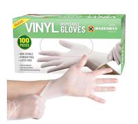 Pack of 100 Powder Free Vinyl Disposable Gloves - Suitable for Work, Garage, Medical, Hygiene & Cleaning, Clear | Medical, Food, Multi Use, Non Sterile | Personal Protection Safety (Clear, Large)