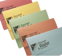 [Pack of 100] Premium 285gsm Card Foolscap Document Wallets (Assorted 5 Colours)