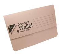 [Pack of 100] Premium 285gsm Card Foolscap Document Wallets (Buff Brown)