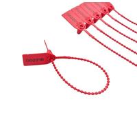 Pack of 100 Red Plastic Safety Seals, Numbered Ties for Suitcase, Boxes, 25 cm (Red, 100 Units)