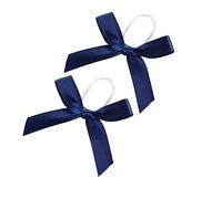 Pack of 100 Satin Ribbon Decorative Bows Ready Bows Gift Bows with Elastic Rubber Bands for Various Bottle Decorations DIY Wedding Card Making Decorations Navy Blue