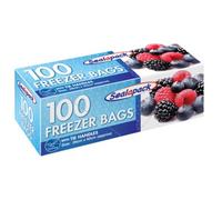Sealapack SAP036 LARGE TIE HANDLE FREEZER BAGS, KITCHEN ESSENTIAL, PACK of 100, 26 x 40cm, Clear