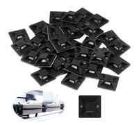 Pack of 100 Self-Adhesive Cable Tie Holders Set, 28 mm x 28 mm, Self-Adhesive Cable Clamp, Mounting Base for Cable Management, Black, Screw Base and Adhesive Pads for Home Cinema, Office and Workshop