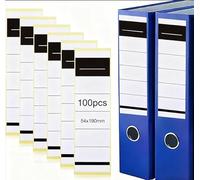 Pack of 100 Self-Adhesive Folder Labels, 54 x 190 mm, Lever Arch File Labels, self-Adhesive Folder Spines, Spine Stickers for 8 cm, Lever Arch Folders, Office and School, White