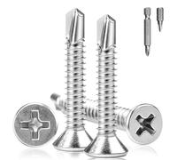 Pack of 100 Self-Tapping Screws Countersunk Head M3.5 x 13 mm Tapping Screws Countersunk Head 410 Stainless Steel Drilling Screws Cross Head Screws Self-Tapping with Two PH1 Bits Metal Screws for