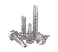 Pack of 100 Selfdrilling Screws Self Tapping Hex Head Buzz Scew Metal Bolts (8mm Head 5.5mm x 38mm)