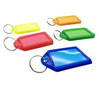 Pack of 100 Small Assorted Coloured Identity Tag Key Rings - Sliding Fob Keyrings